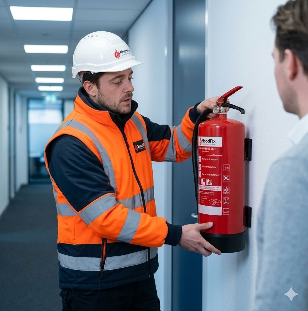 Servicemonteur van Nood-fix in bedrijfskleding op locatie