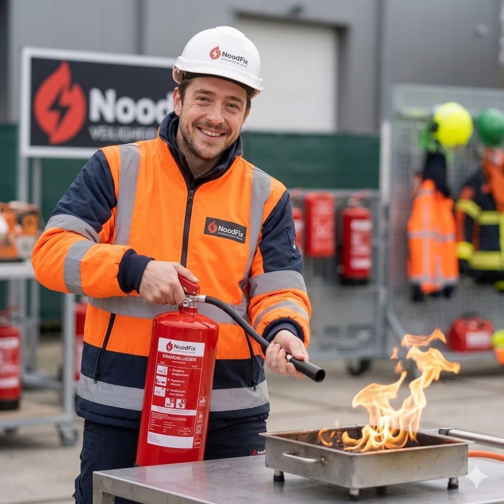 Nood-fix monteur aan het werk op een bedrijfslocatie